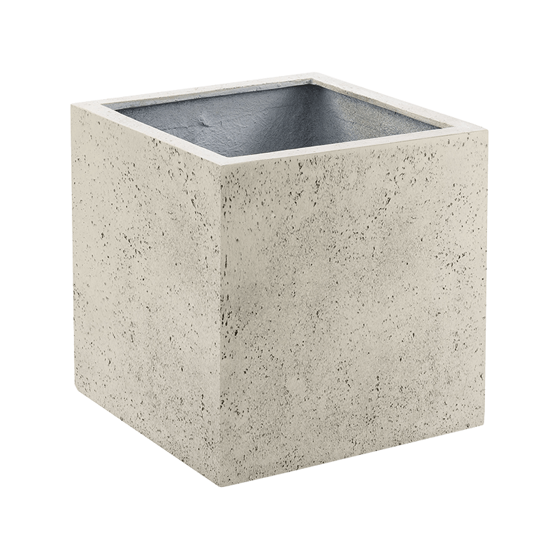 Pot de fleur carré en fibre blanc