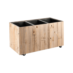 Jardinière en bois sur roulettes