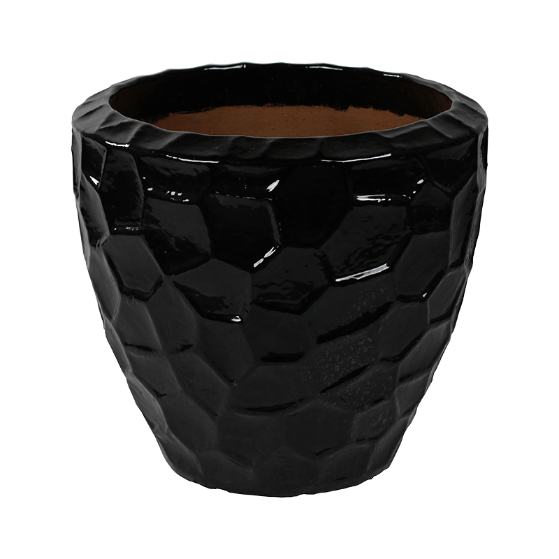 Pot de fleur noir en céramique