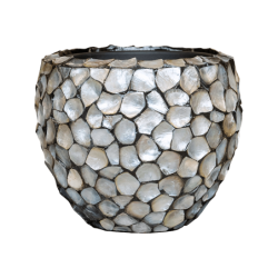 Pot de fleur en nacre bleu