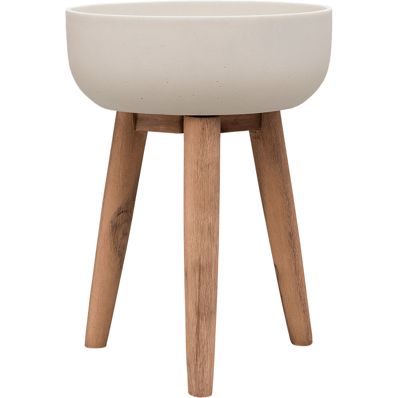 Pot de fleur sur pieds blanc