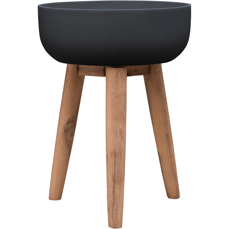 Pot de fleurs sur pieds en fibre noir