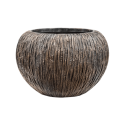 Pot de fleur rond aspect métallique travaillé